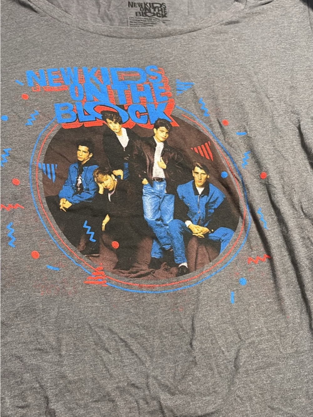 torrid Gray New Kids On The Block Graphic Tee with Blue and Red Print